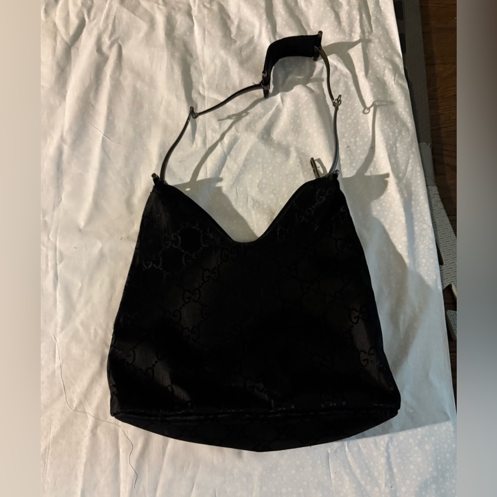 Gucci Black Shoulder Bag with Monogram Pattern